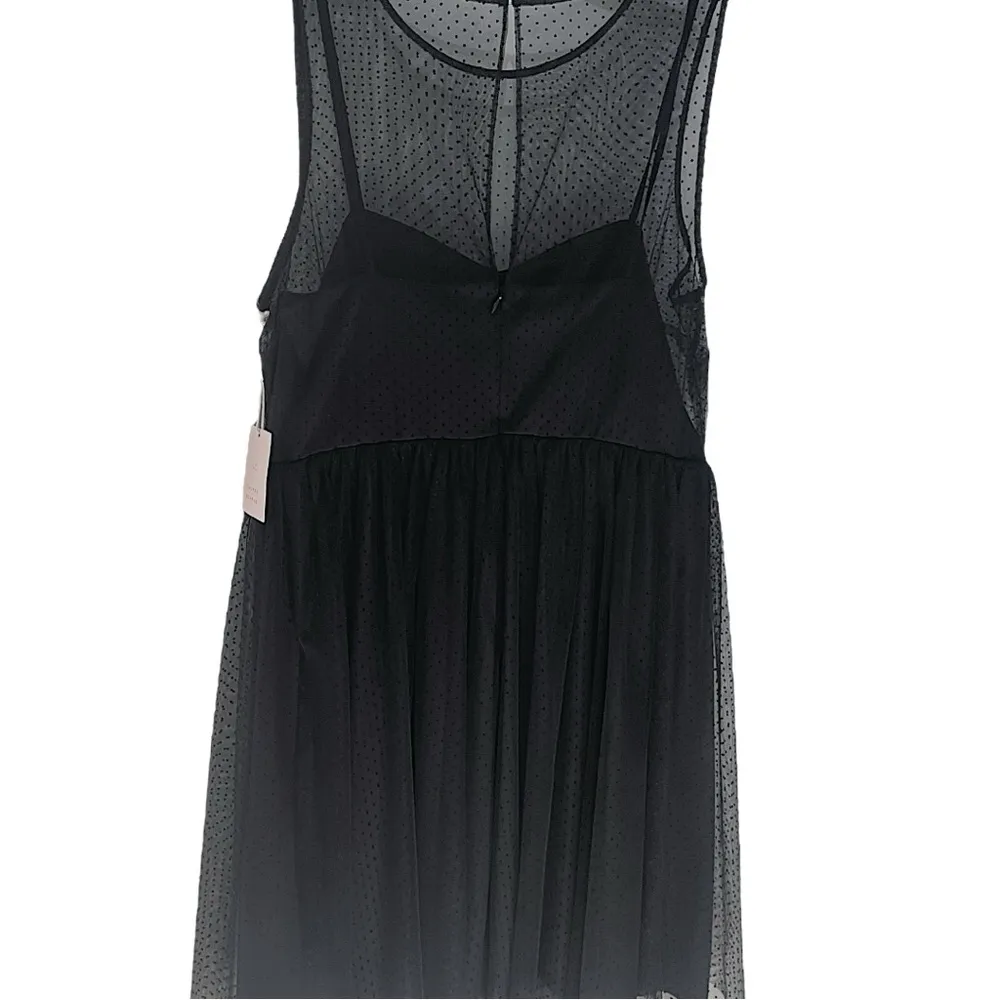 Lauren Conrad Size 12 NWT Black Sheer Top Layered Bottom/Lined Sleeveless Dress - Image 2