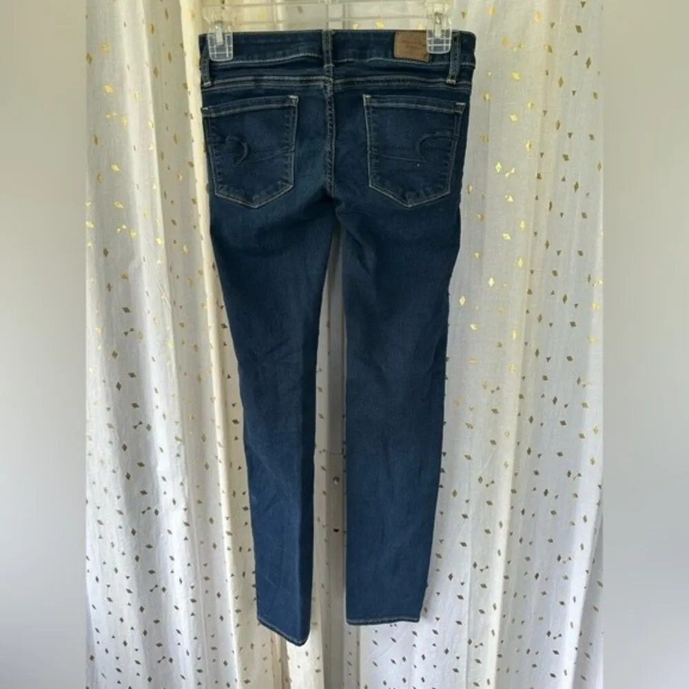 American Eagle Outfitters AEO Women's Super Stretch Skinny Dark Denim Jeans 0 - Image 3