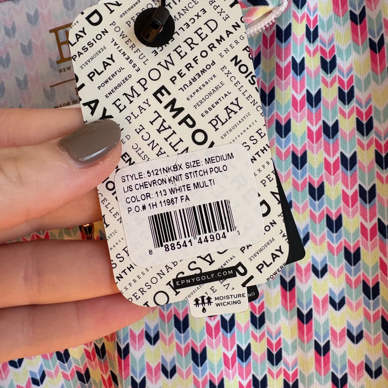 EPNY Golf Ladies Ls Chevron Knit Stitch Polo Shirt Womens Medium Multi Color Red - Image 3
