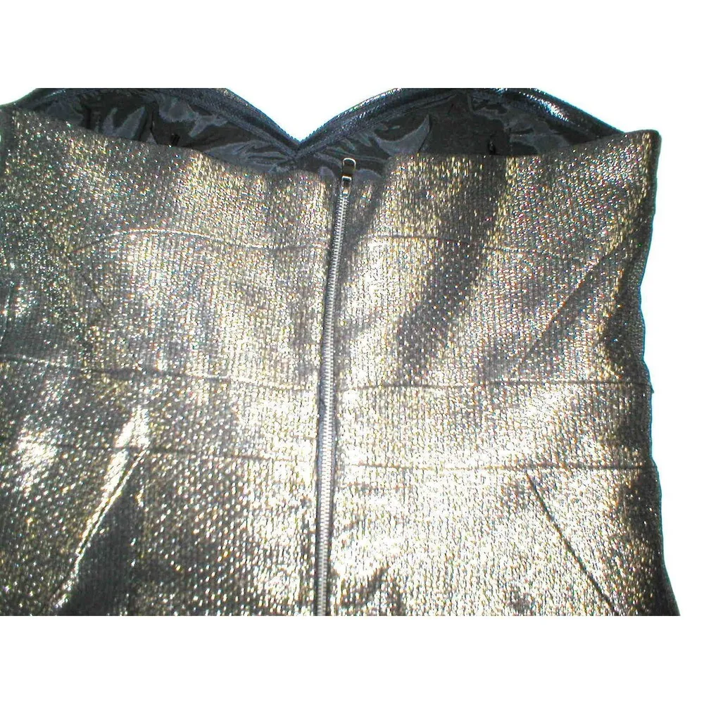 New NWT Womens Designer Trina Turk Dress Metallic Gold 10 Strapless Volare USA - Image 9