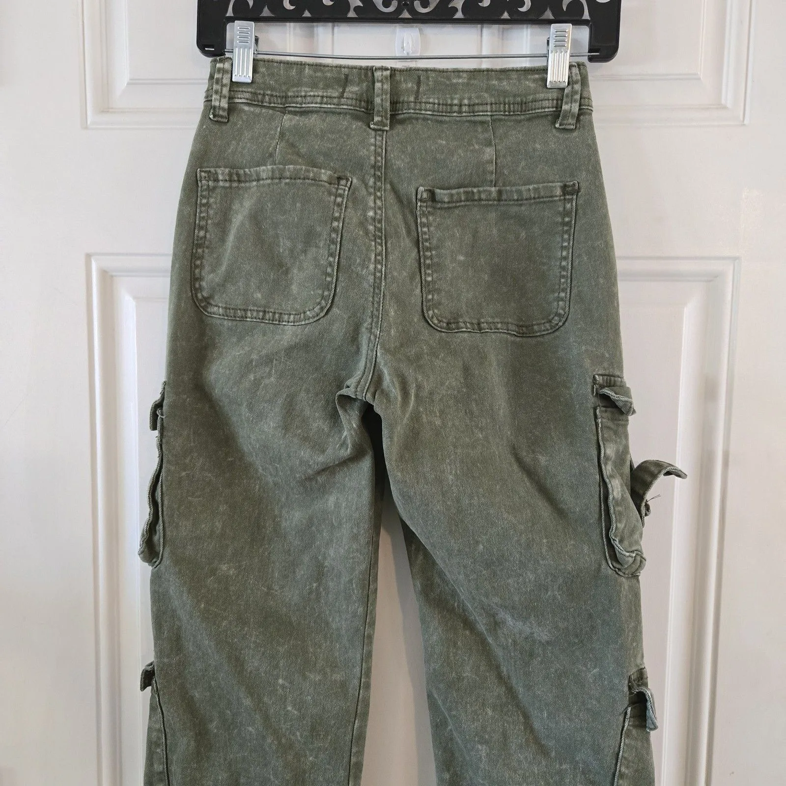 Disclosure Women Teen Army Green Jeans Pants 1/25 Cargo Big Pockets Street Wear Black Size undefined - Image 5