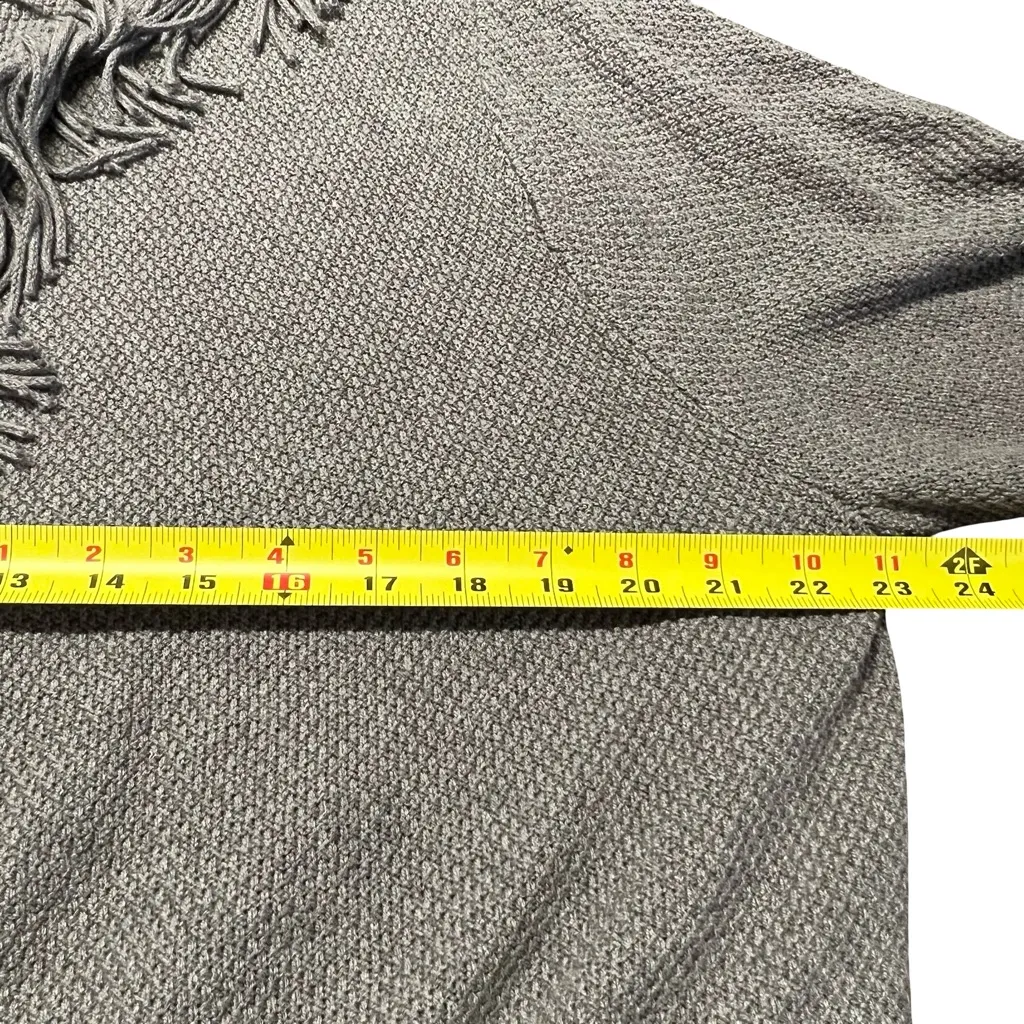 J Jill Womens Gray Knit Cardigan Sweater Size XL Fringe Minimalist Boho Western - Image 4