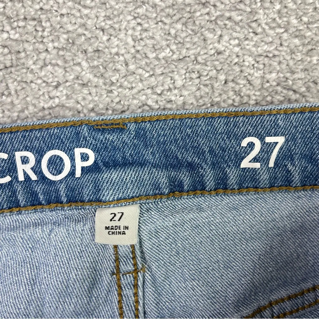 J. Crew Jeans Women’s 27 Blue Demi Boot Crop High Rise Button Fly Raw Hem - Image 6