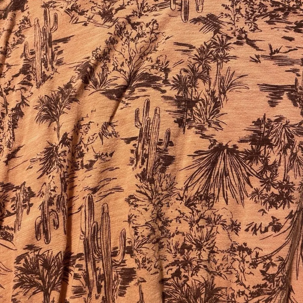 Old Navy Dress Womens M Slub Knit Orange Brown Desert Cactus Cinch Waist Knee - Image 4