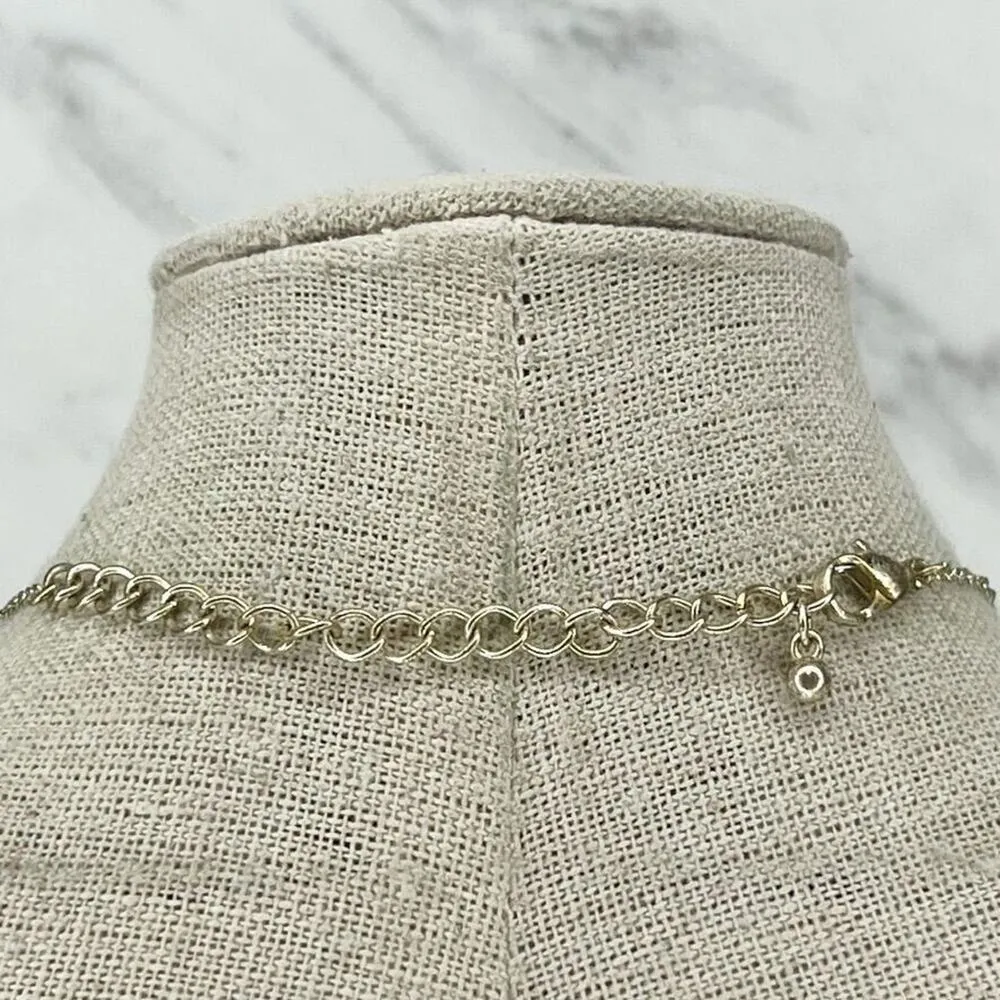 Silver Tone Seashell Faux Turquoise Pendant Chain Link Necklace - Image 4