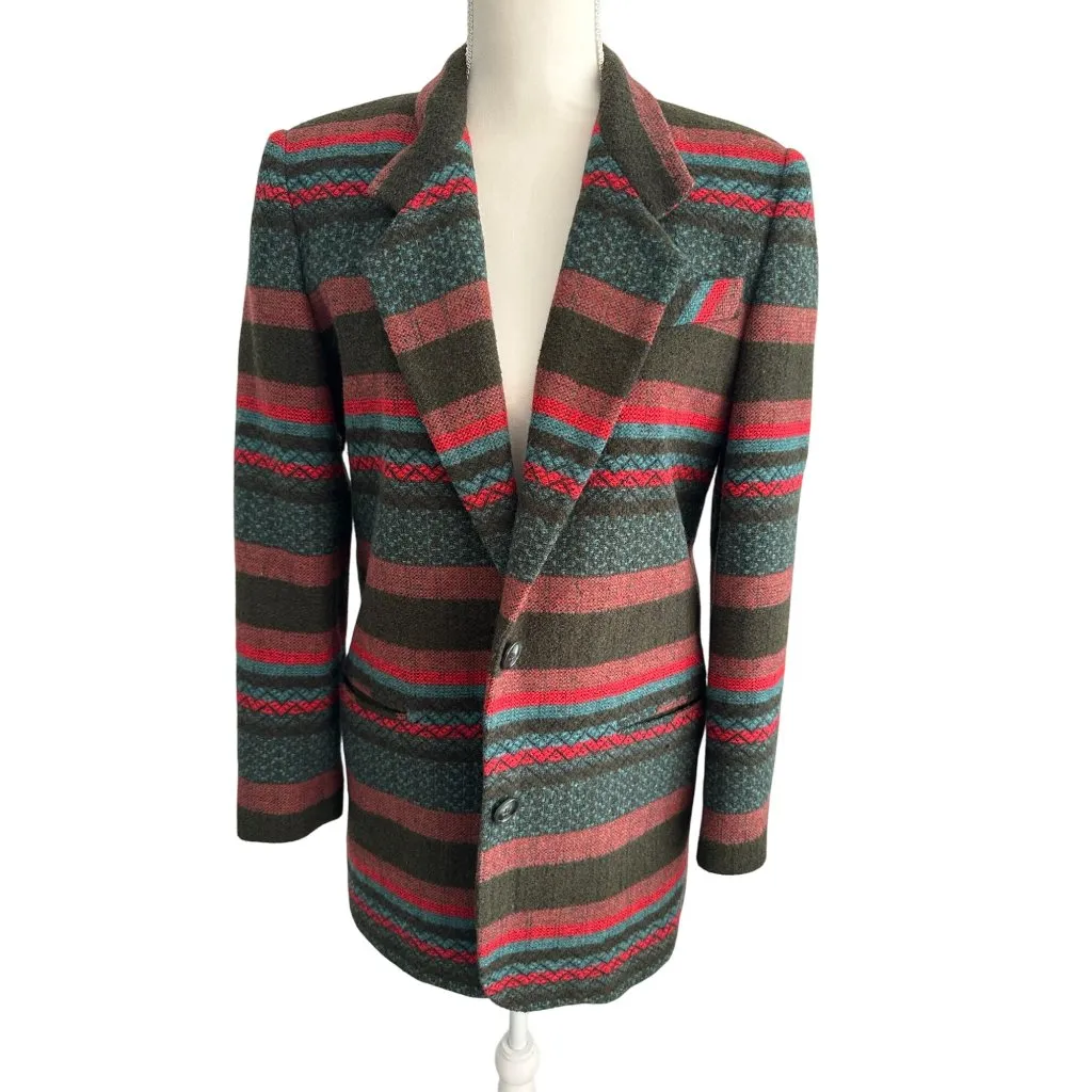 LAWRENCE BRUCE Vintage Wool Blend Striped Jacket Blazer Size 6 - Image 3