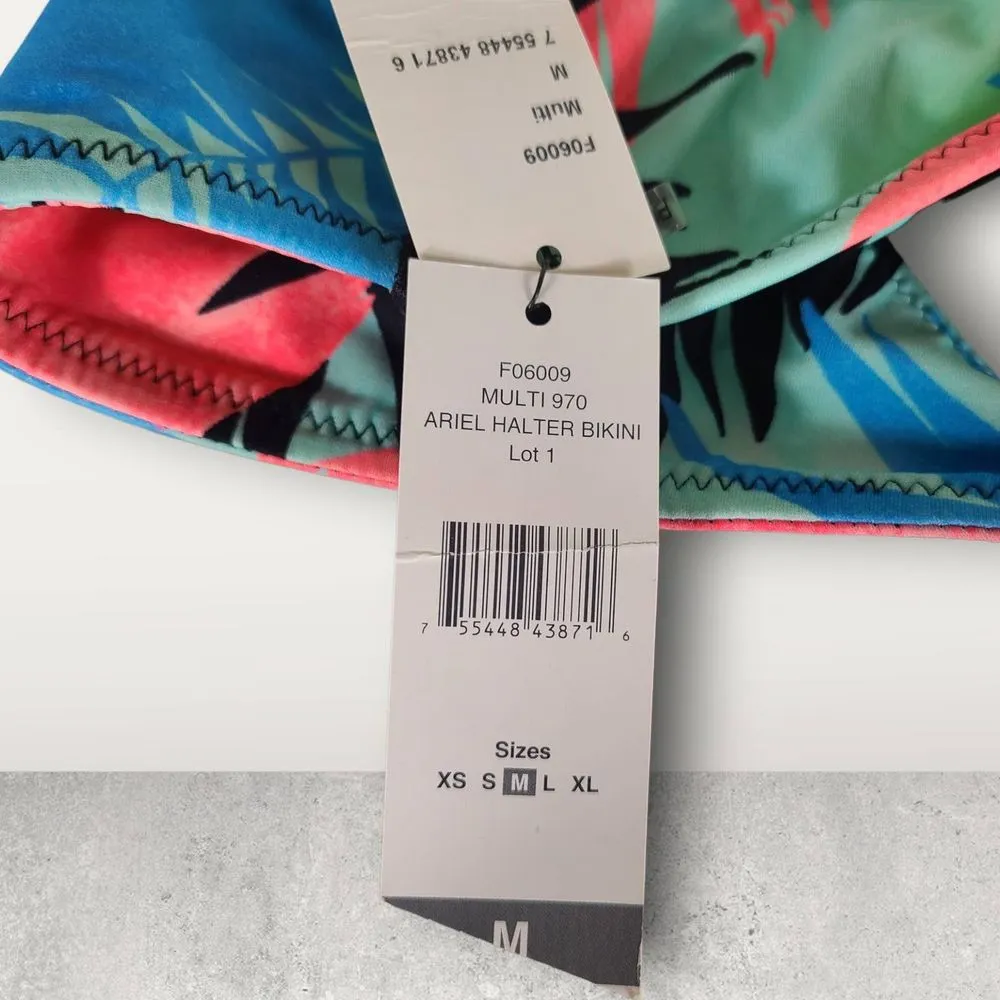 NWT Sundazed Ariel Halter Multicolor Floral Tropical Wrap Bikini Top Mesh Size M Blue Size M - Image 12