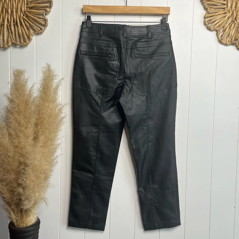 Free People pants vegan leather moto boho - Image 3