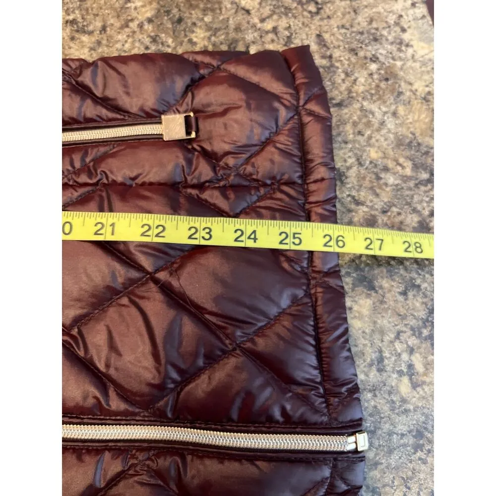 Calvin Klein Down Feather Filled Burgundy Shine Puffer Vest Full Zip Medium - Image 7