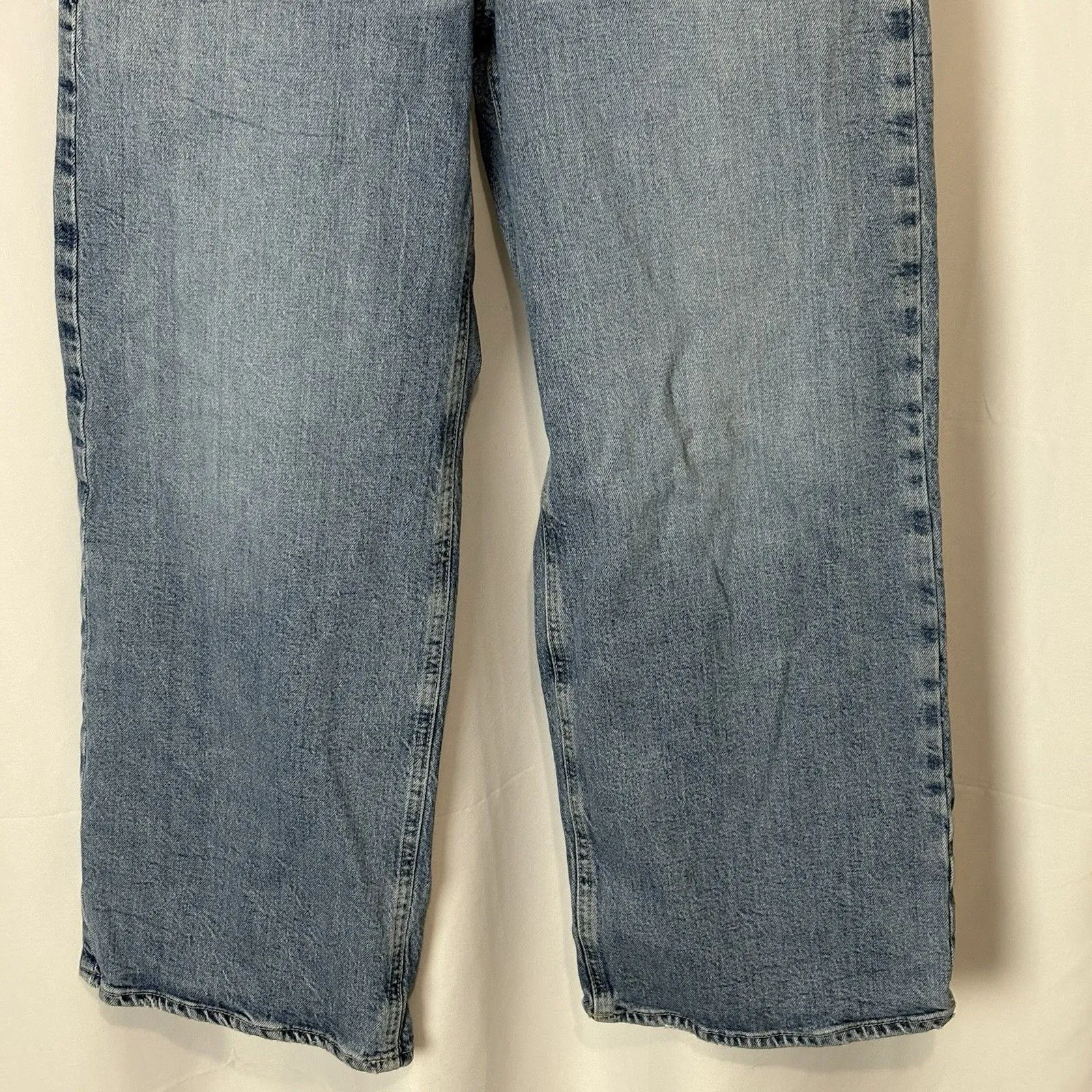 Zara Jeans Sz 6 Blue Denim Wide Leg High Rise Crop Jeans 90s Classic Capsule - Image 5