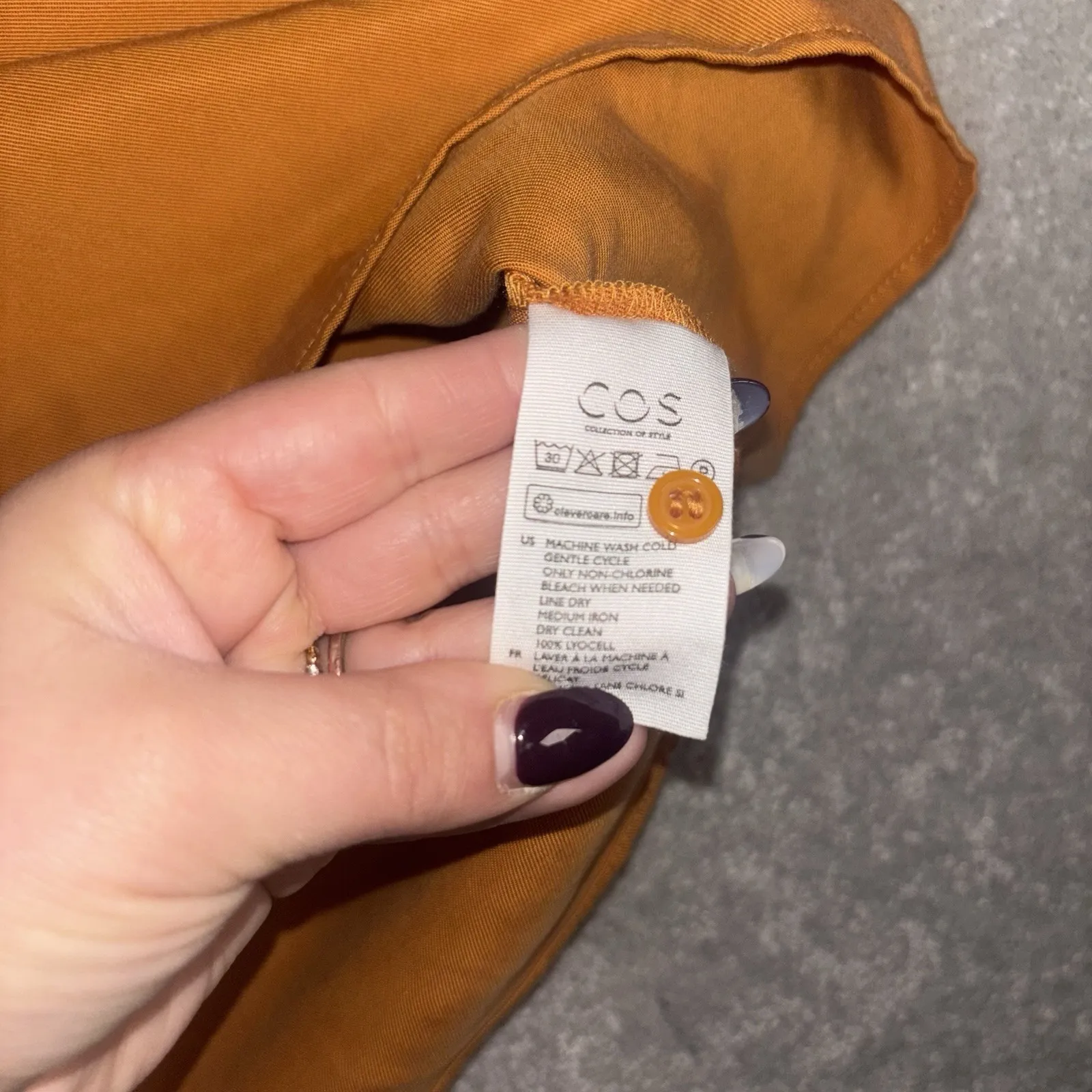 COS Womens Long Sleeves Half Button Down Shirt Orange Lyocell Us Small - Image 6