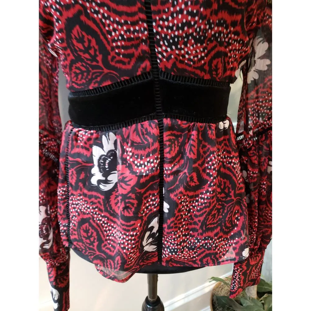 Ted Baker London Alexxei Tops Women's Size 4  Red Black Turtle Neck Top - Image 3