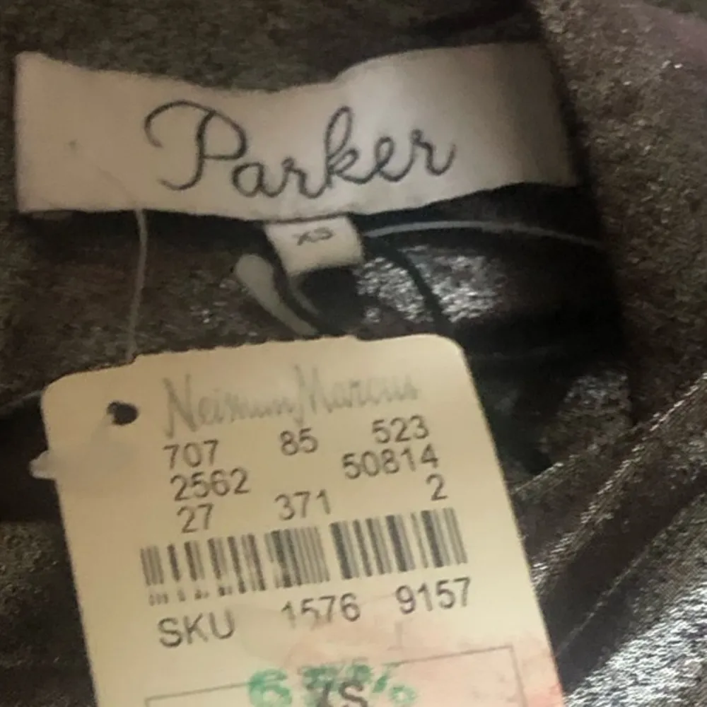 PARKER NEIMAN MARCUS METALLIC SHIMMER HALTER SLEEVELESS CRISS CROSS BLOUSE XS - Image 11