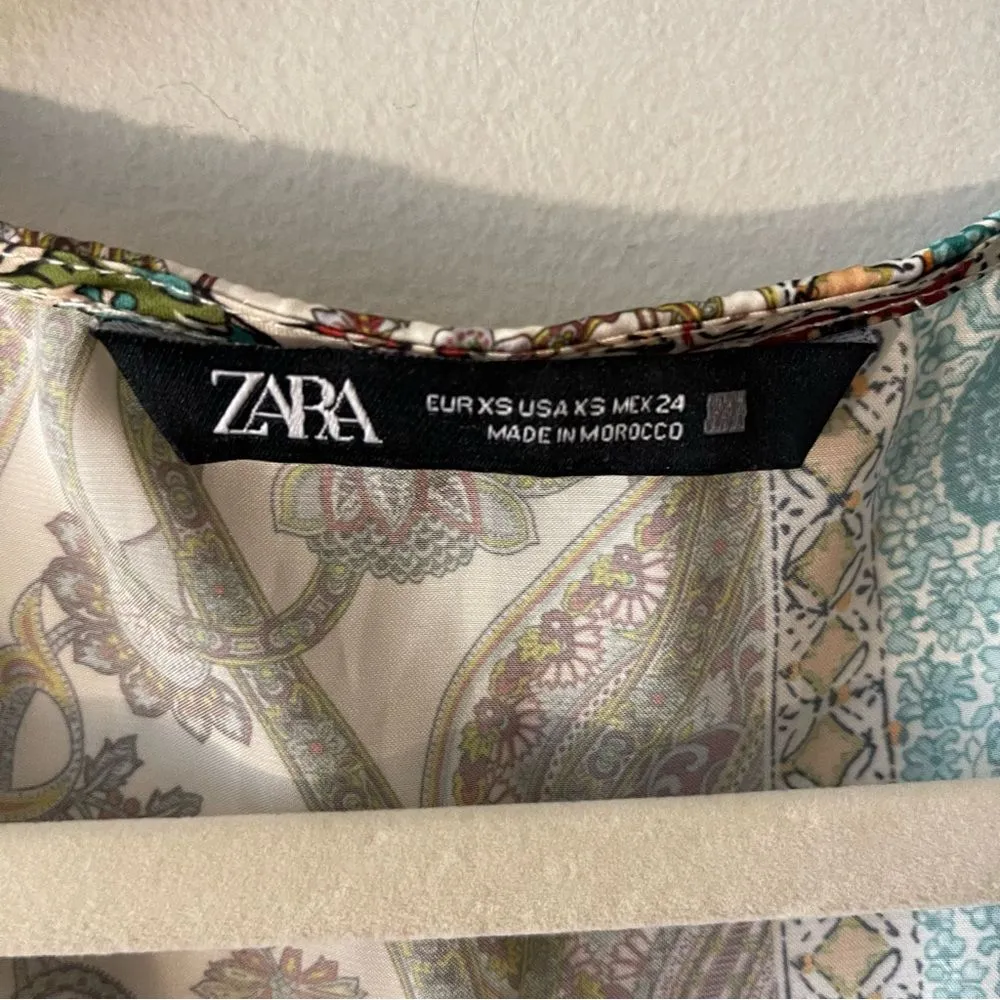 Zara Satin Romper Size XS V-Neck Wrap Jumpsuit Dress Spring Summer Colors - Image 4