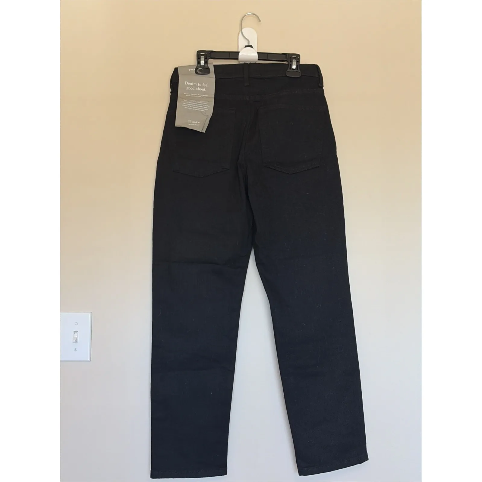 Everlane Classic Black High Rise Straight Leg Stretch Denim Jeans 27 Ankle NEW - Image 4