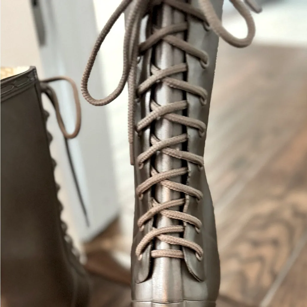 Hunter Verbier Lace Up Titanium Wedge Rain Boots - Image 7