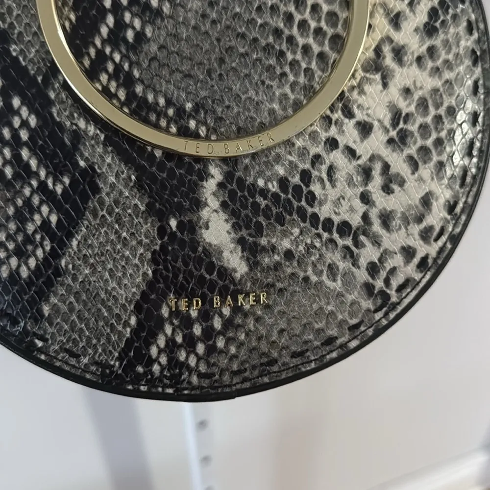 Ted Baker Black and Tan Snake Print Round Crossbody Bag - Image 5