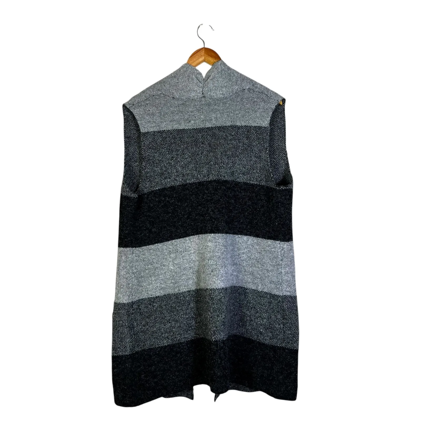 Evolution Striped Long Sleeveless Open Front Knit Cardigan Women One Size - Image 4