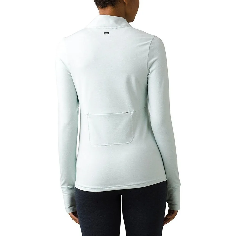 Prana Womens L Ice Flow Half Zip Top Green Stand Up Collar Long Sleeve New - Image 4