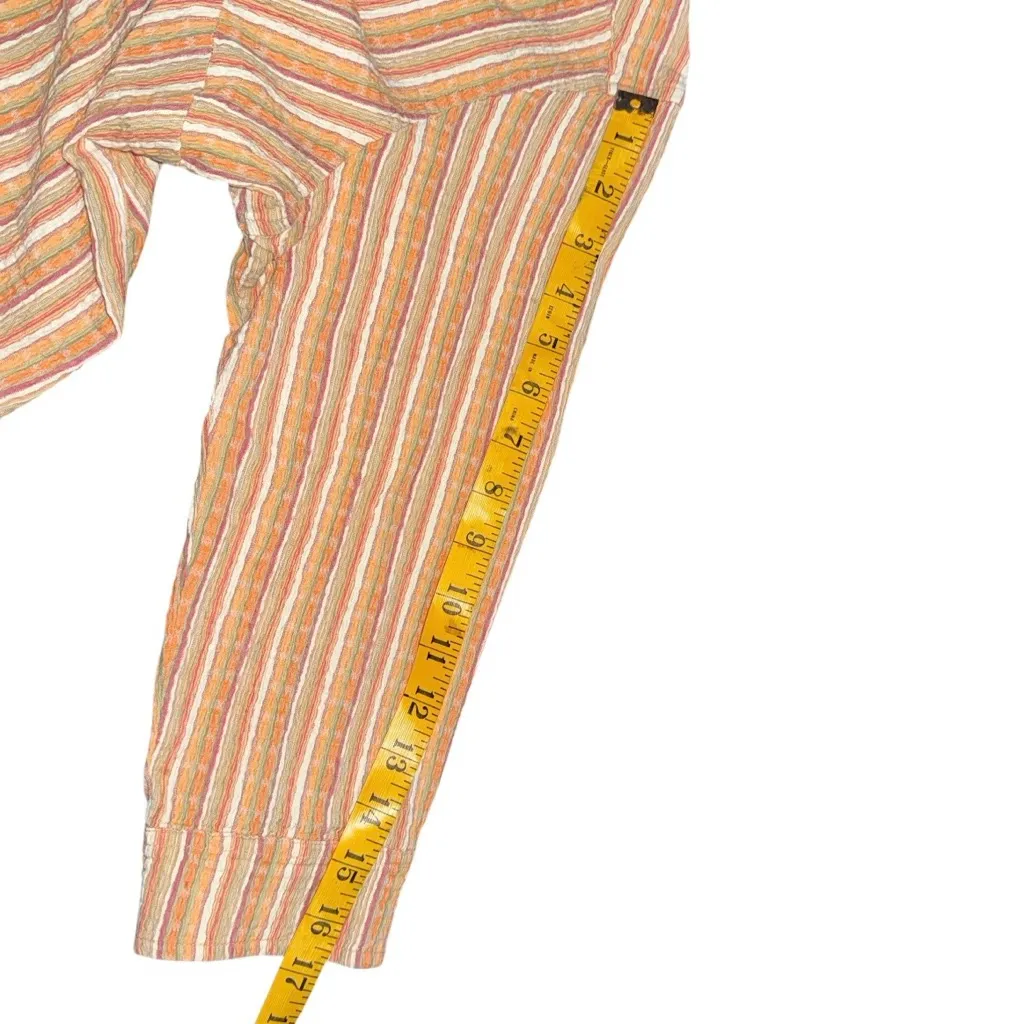 Columbia XCO Seersucker Stripe Button Up Shirt Sz S 3/4 Sleeve Orange Casual Top - Image 10