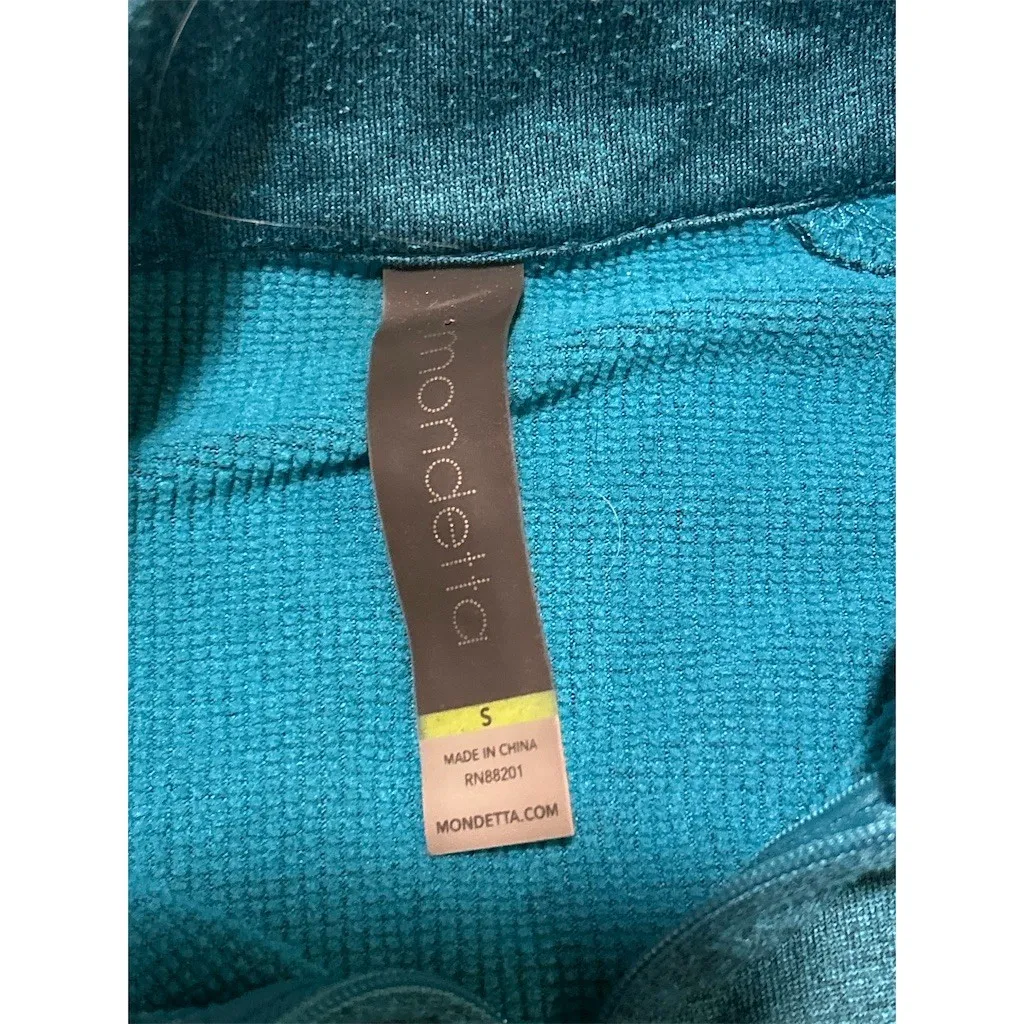 Mondetta Pullover Womens Size S Teal Quarter Zip Athletic Top Thumbholes - Image 9