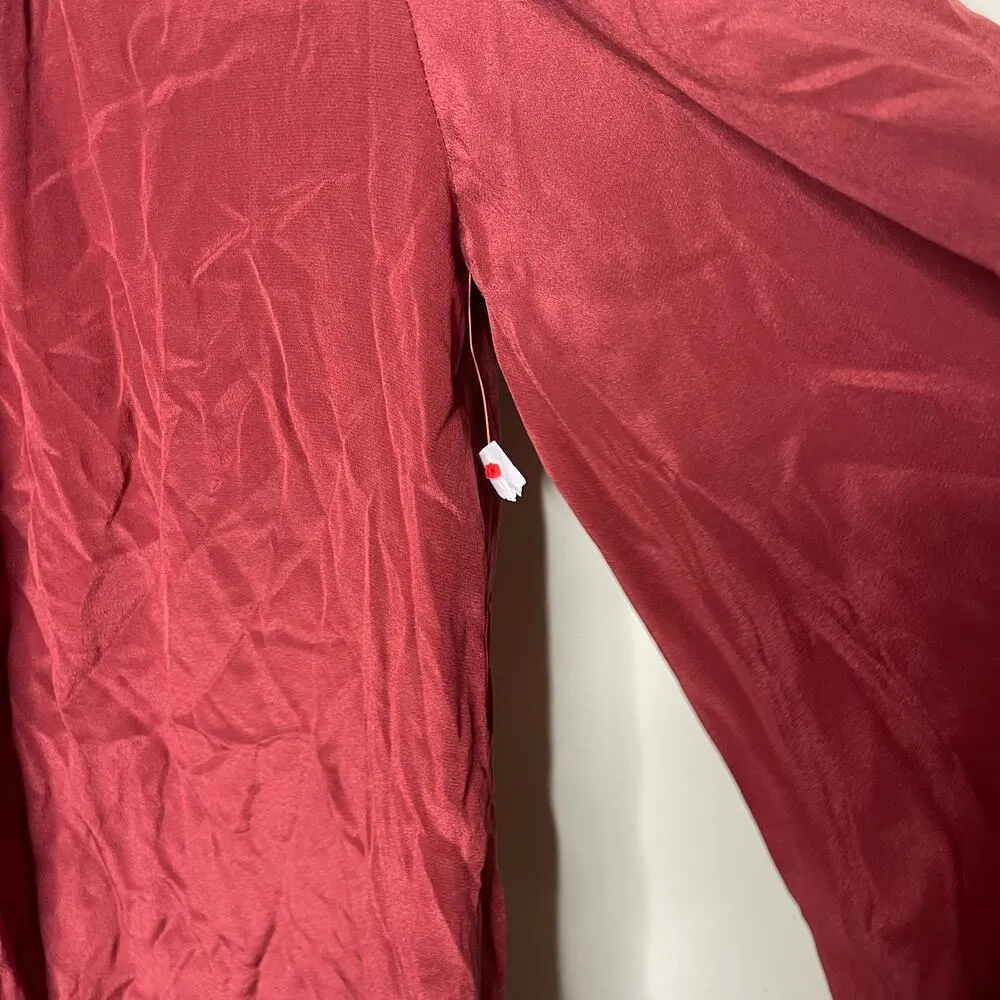 Alice and Olivia burnt orange 100% silk mini dress long sleeves sz S - Image 4