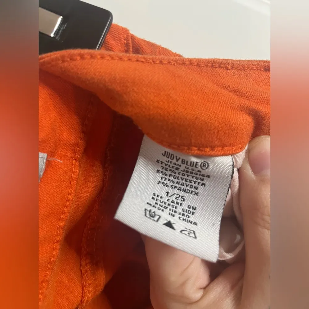 Judy Blue Orange Stretch Super Flare Bellbottom Jeans Sz 1/25 Women's Bohemian - Image 15