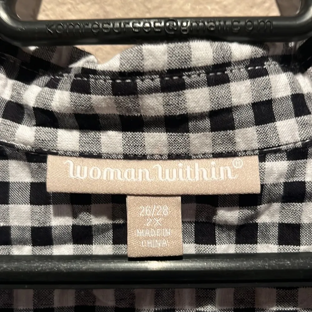 Woman Within Women’s 2X Black Gingham Short Sleeve Button Down Shirt - Image 4