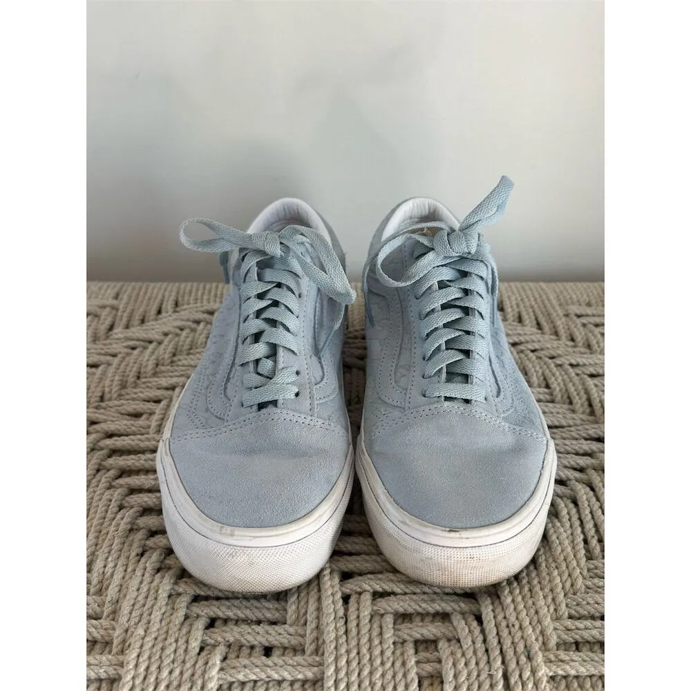 Vans Houndstooth Emboss Old Skool Sneakers Size 8.5 Winter Sky Blue - Image 3