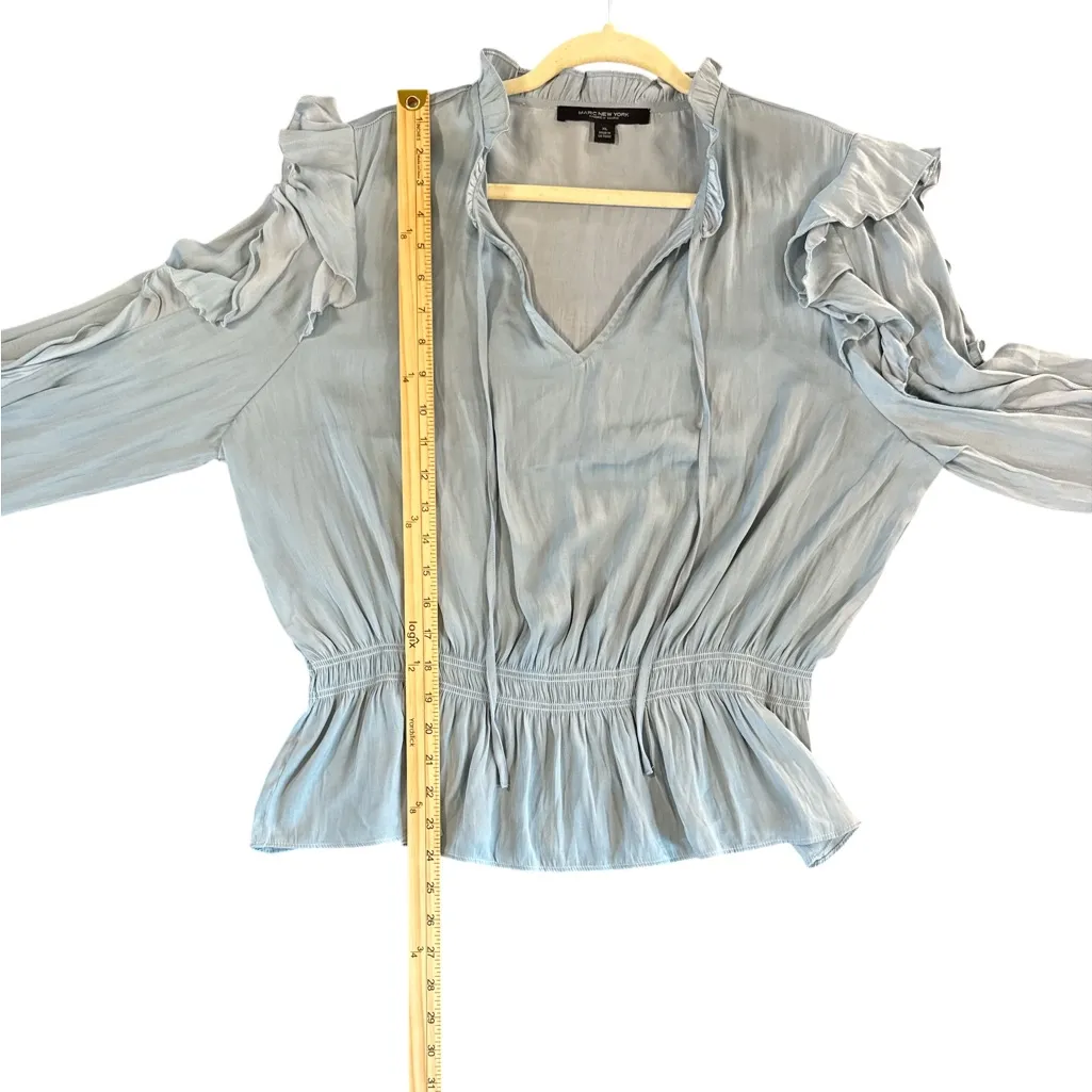 Marc New York Blue Ruffled Long Sleeve‎ Blouse - Image 4