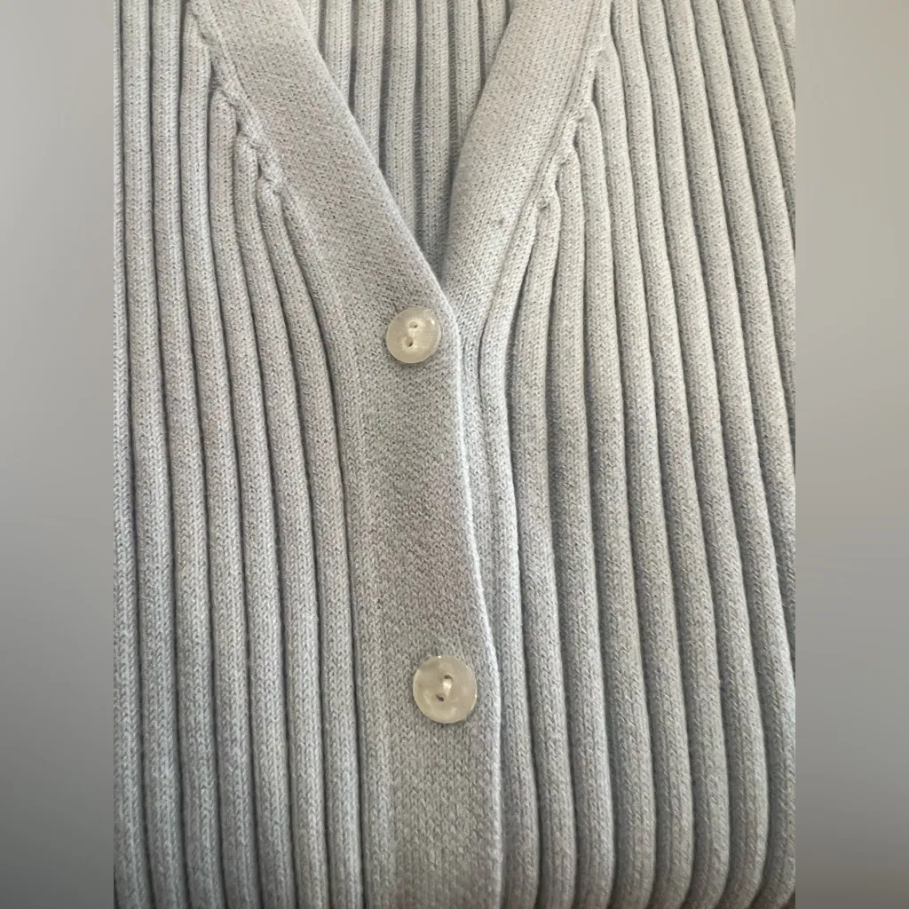 525 America Ribbed Button-Front Midi Dress Cardigan Sky Blue NWT Size L - Image 9