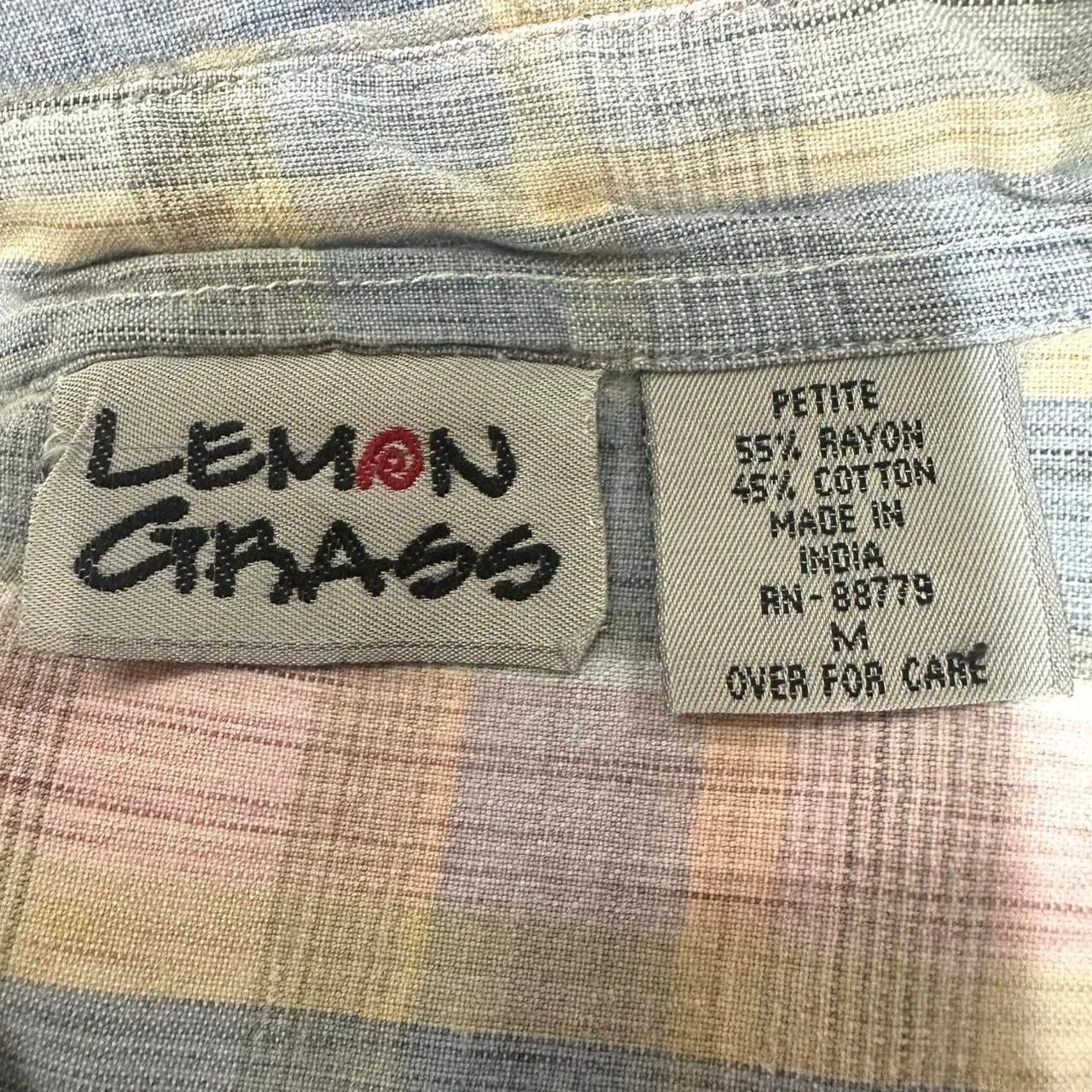 LEMON GRASS VTG‎ 90s Pastel Plaid Button Shirt Womens M Embroidery Cottage Fairy White Size M - Image 5