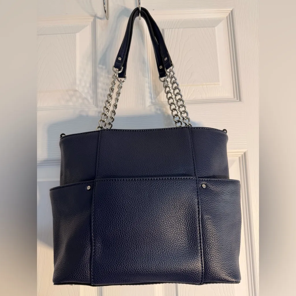 Dana Buchman Navy Tote with Silver Accents - Image 5