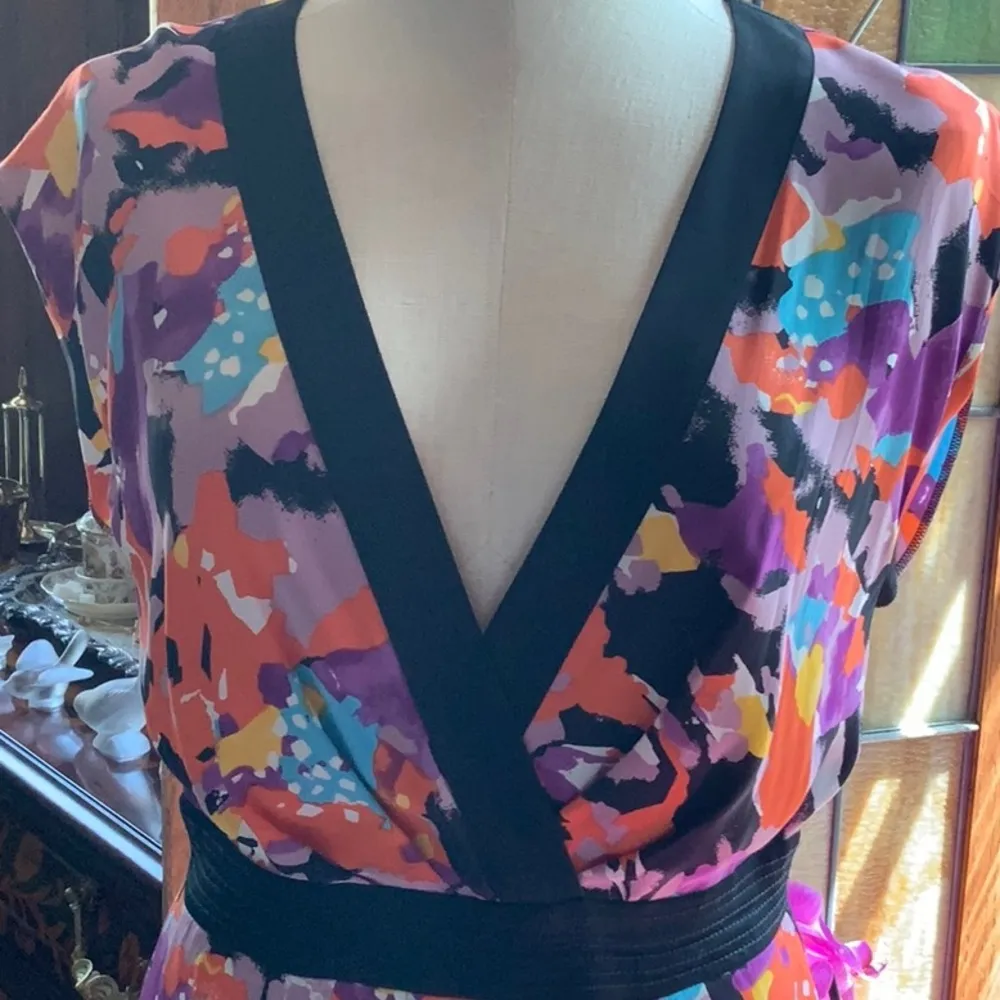 NWOT - Catherine Malandrino Silk Deep V Neck Dress - Size: 8 - Image 4