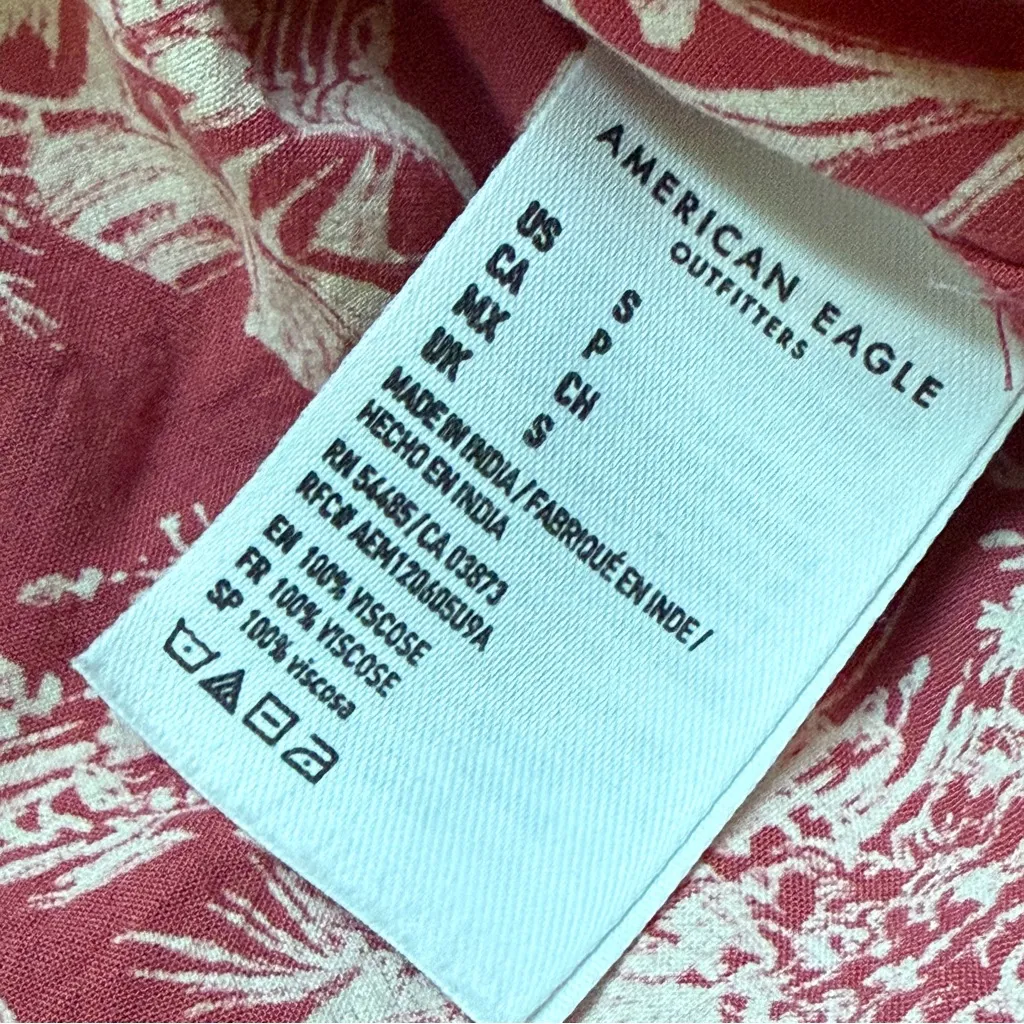 American Eagle Hawaiian Button Up Tie Crop Top Vacation Tropical - Image 7