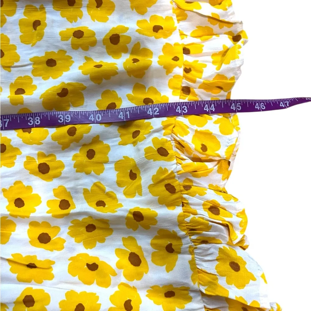FAITHFULL THE BRAND Noemie Yellow Floral Print Ruffle Midi Dress Size XL - Image 8