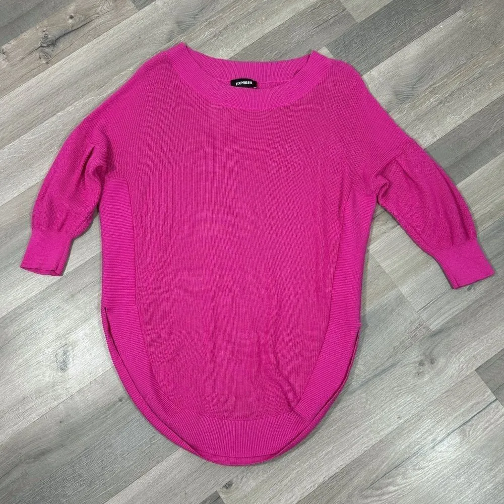 Express Drop Shoulder Circle Hem Oversized Tunic Sweater Pink‎ Small - Image 12