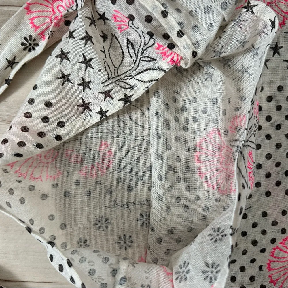 Free People White Pink Floral Cotton Beach Tote Bag - Image 5