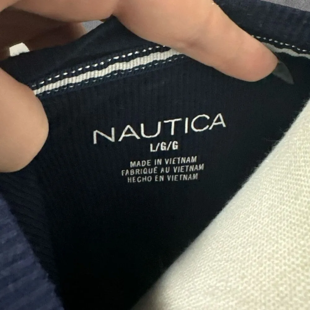 NAUTICA | Cozy Fleece Plaid Pajama Sleepwear V-Neck Long Sleeve Shirt Size L - Image 4