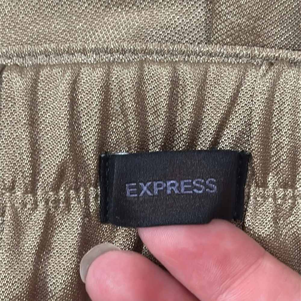 Express New Women’s Cargo Tie Waist Cropped Pants Mustard Satin Sheen Sz 0 Short - Image 9