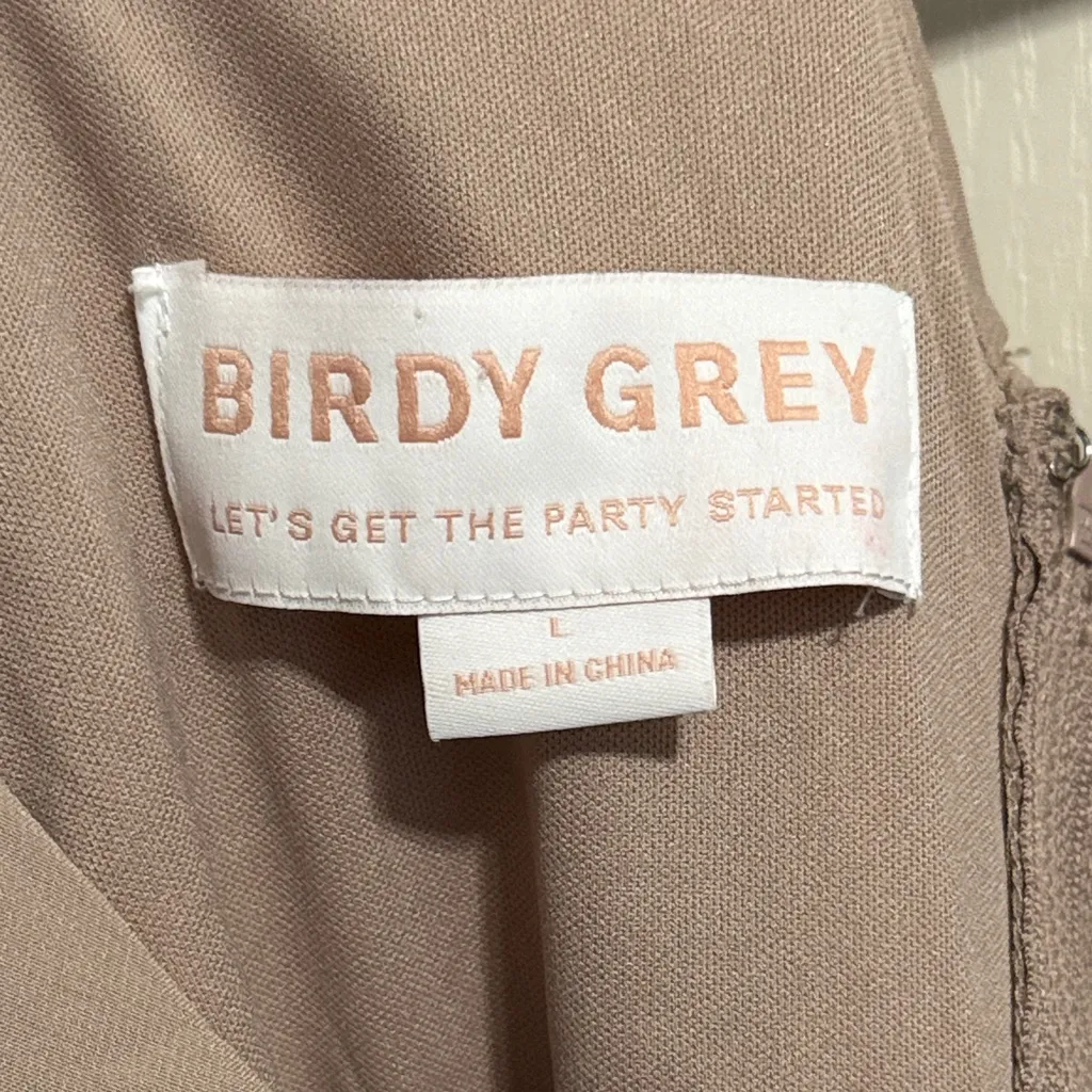 💙 NWT Birdy Grey Laurie Empire Waist Taupe Chiffon Bridesmaid Dress - Image 6
