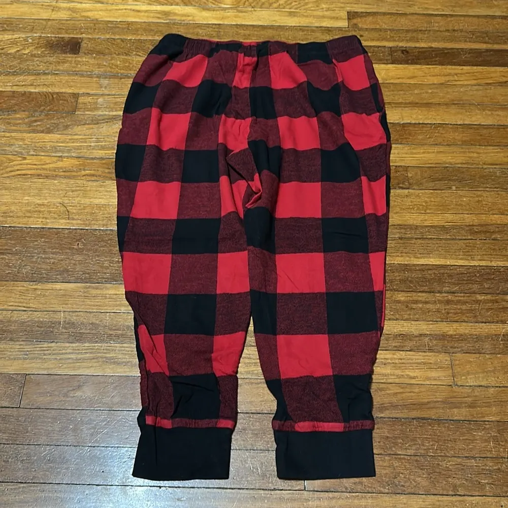 Old Navy “Match the Fam” Red and Black Plaid Flannel Jogger Pants, Large - Image 3