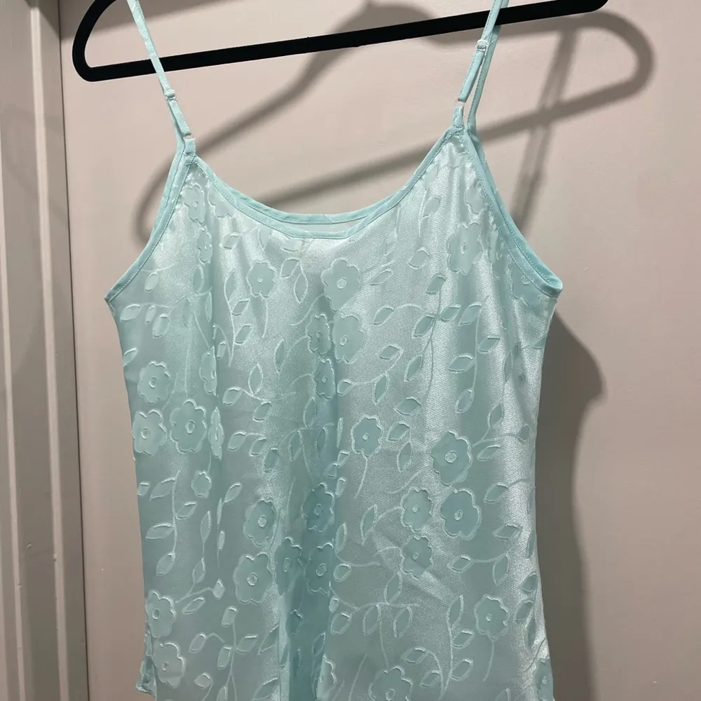 VTG 90s Cinema Etoile Aqua Blue Floral Camisole Cami Tank Top - Image 8