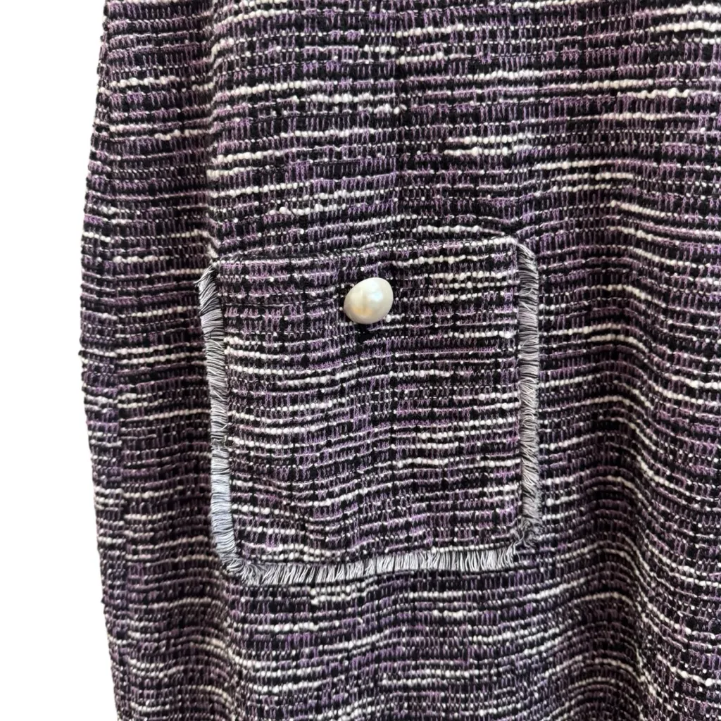 Karl Lagerfeld Sleeveless Heathered Purple Tweed Shift Dress - Image 6