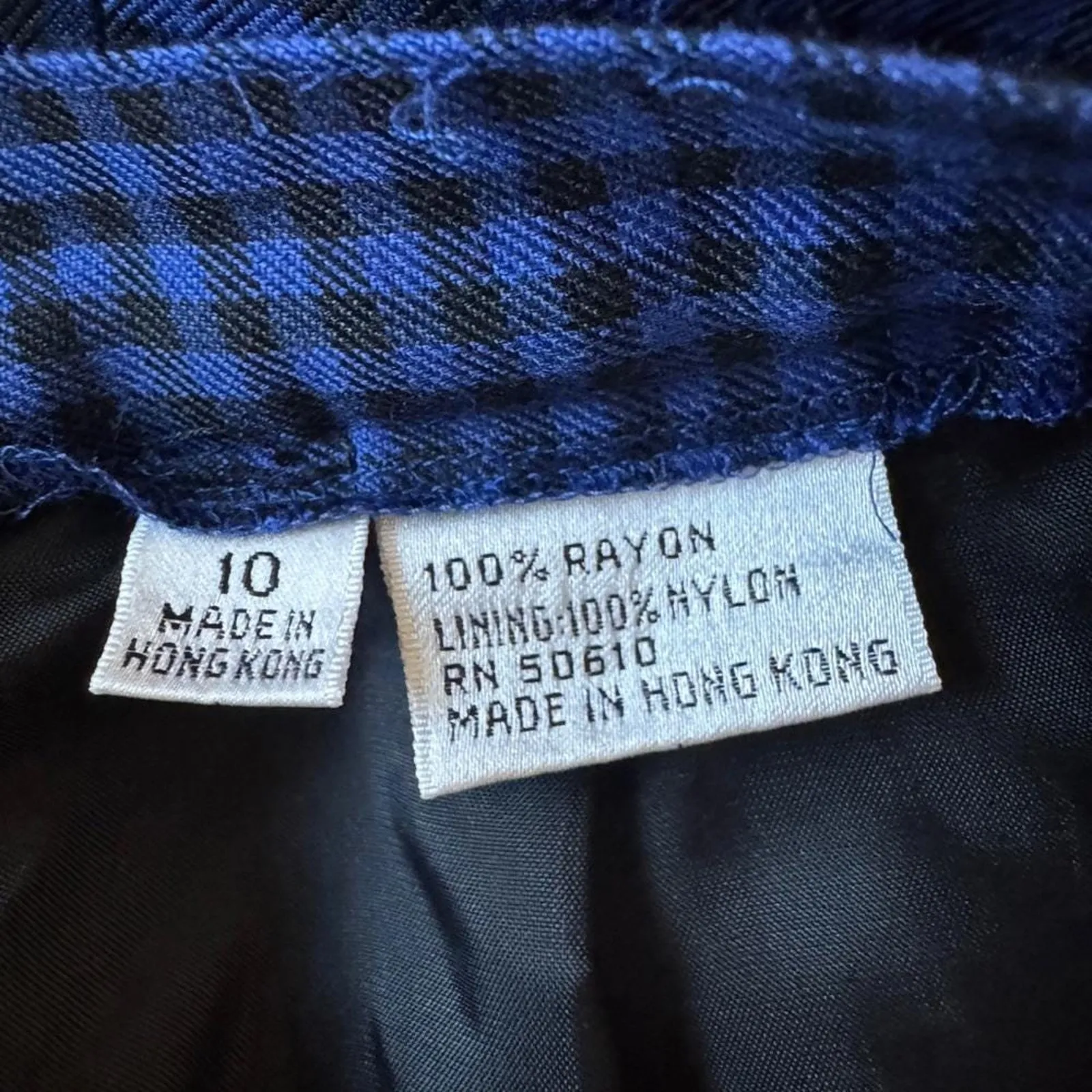 Vintage ‘90s Sassco Blue & Black Gingham Print Midi Pencil Skirt Size M - Image 8