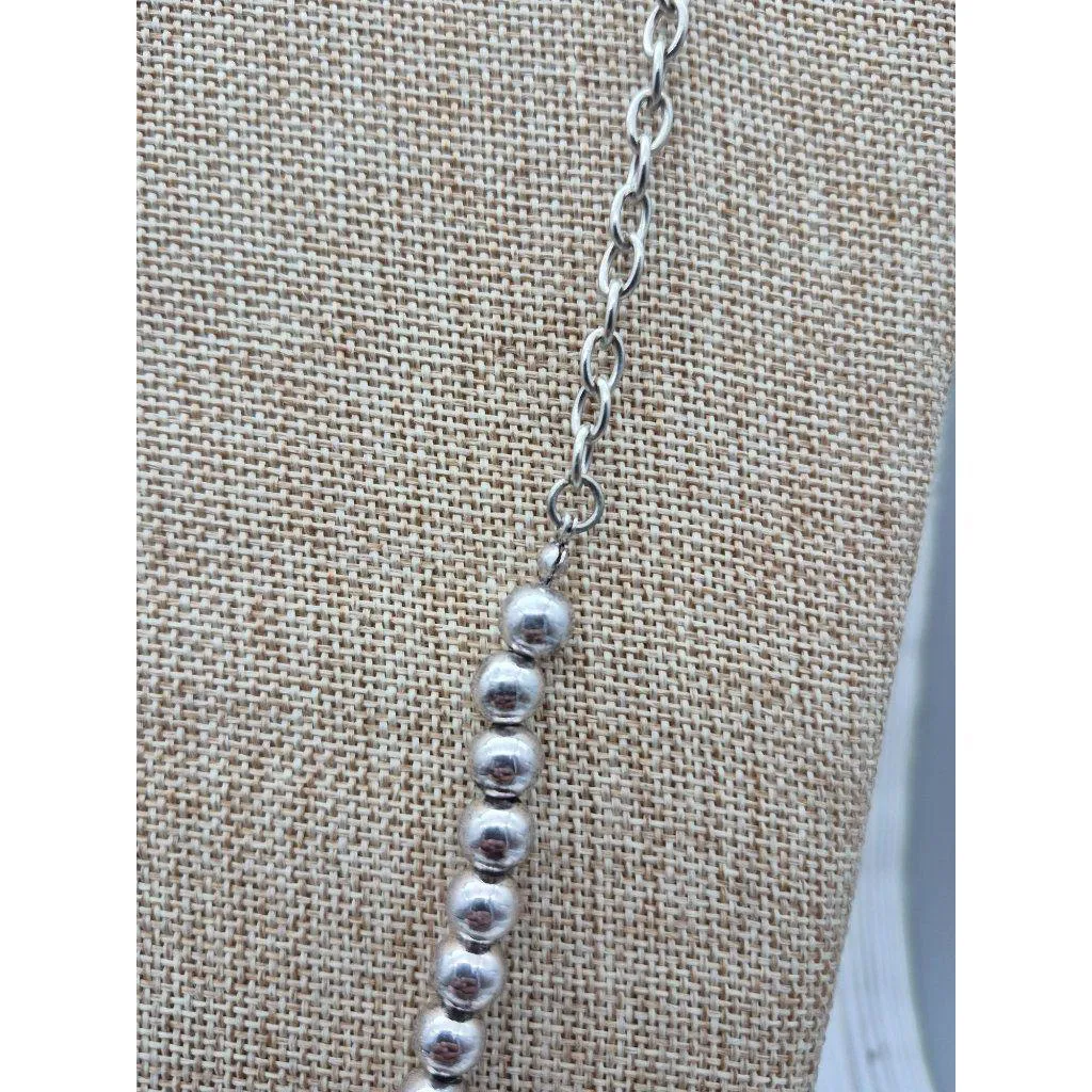 NWOT Silver Tone & Faux Turquoise Blue Horseshoe Necklace 24" Western Tribal - Image 6