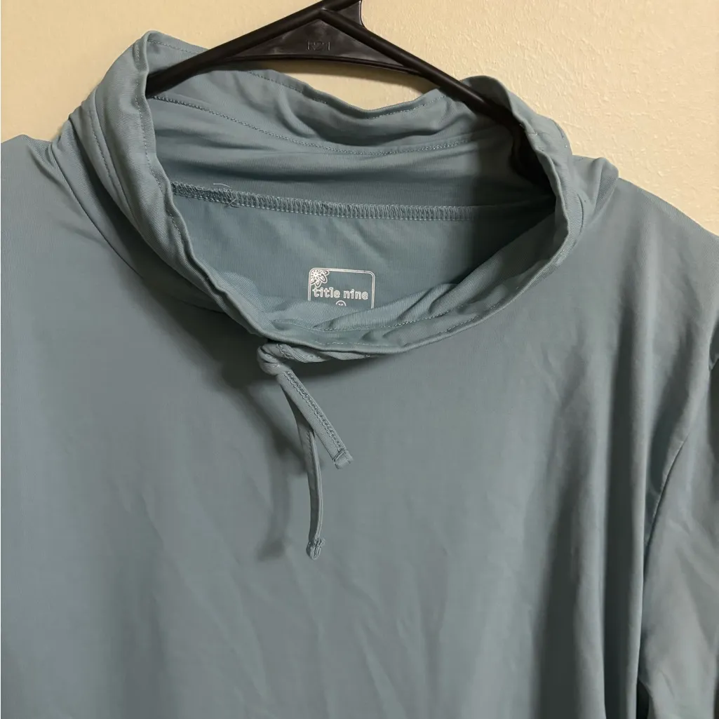 Title Nine Slate Blue Super Soft Funnel Neck Cinch Side Pull Over Top Medium - Image 3