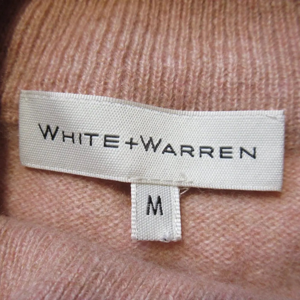 NWT White + Warren Cashmere Puff Sleeve Standneck in Ambrosia Heather Sweater M Size M - Image 3