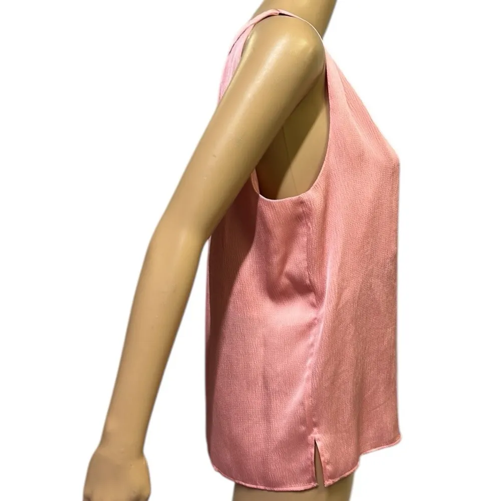 Donna Karan Pink Charmeuse Textured Sleeveless V Neck Lined Blouse Top Medium - Image 6