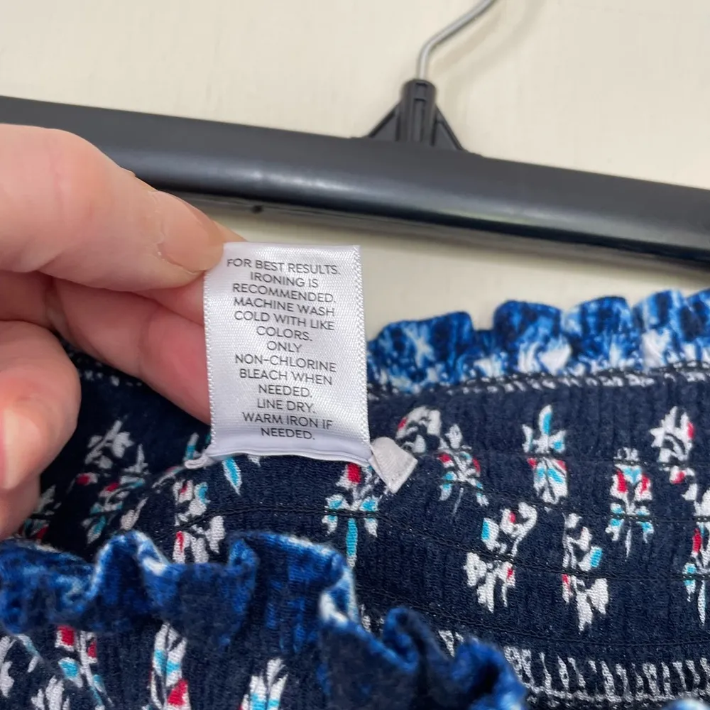 Westport Midi Skirt Boho Hippie Blue Paisley Tie Dye Crochet Trim ~ Size S - Image 6